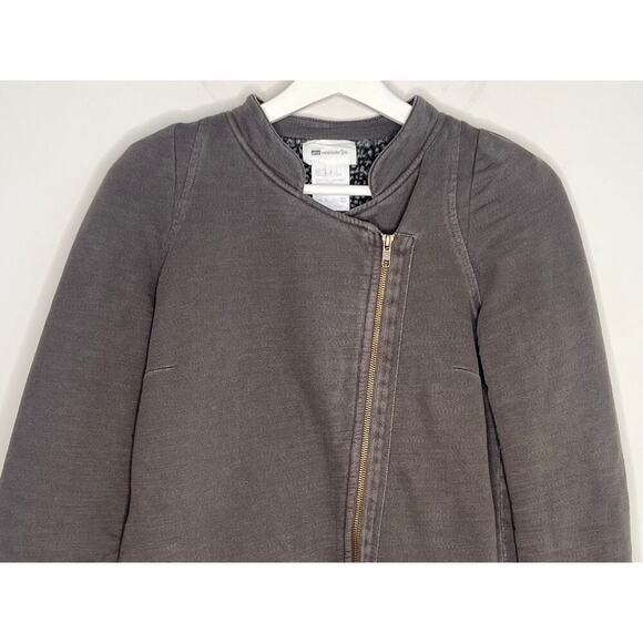Vanessa Bruno Cotton Long Sleeve Fleece Lined Full Zip Moto Jackets Dark Brown 1 - Picture 3 of 8